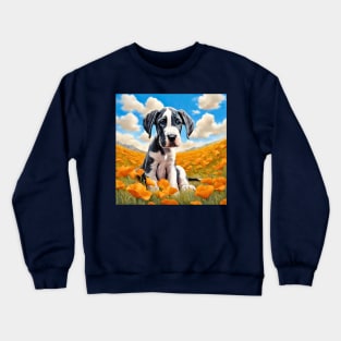 California Poppy Great Dane Puppy Crewneck Sweatshirt